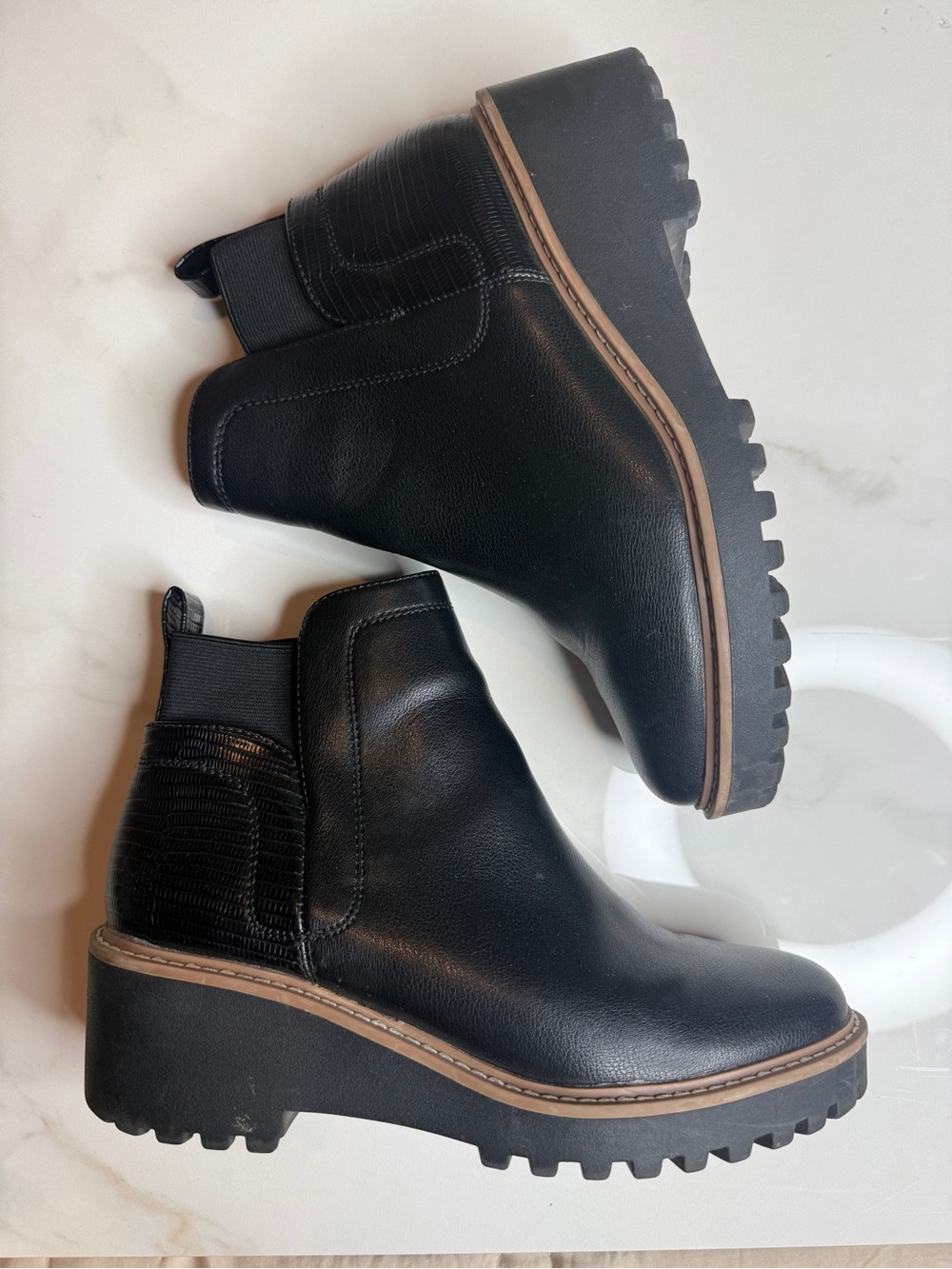 DV by Dolce Vita Black Chelsea Lug-Wedge Ankle Boots